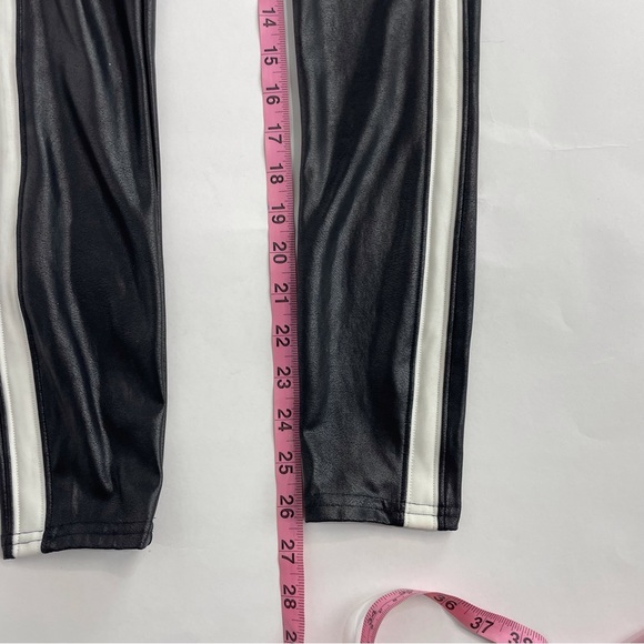 SPANX Faux Leather Side Stripe Leggings Size Small BLACK with WHITE Stripe - Picture 10 of 12